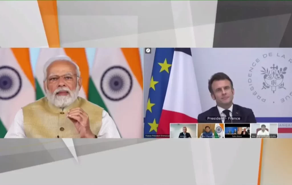 News on Gov 15th Feb 2023 ardorcomm PM Modi joins France President in a video call to announce the launch of a new partnership between Air India and Airbus